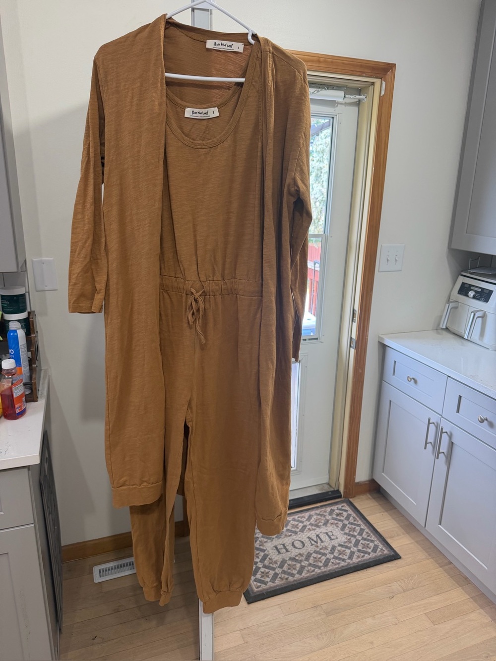 Three birds nest Women's Rust Brown Jumpsuit with Matching Cardigan